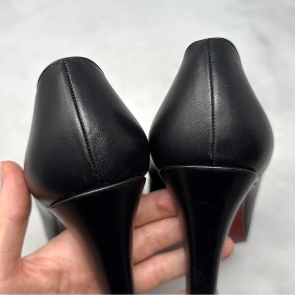 NEW Christian Louboutin Vintage Squared Toe Block Heel Pumps Black Classic 40.5 - Picture 7 of 14